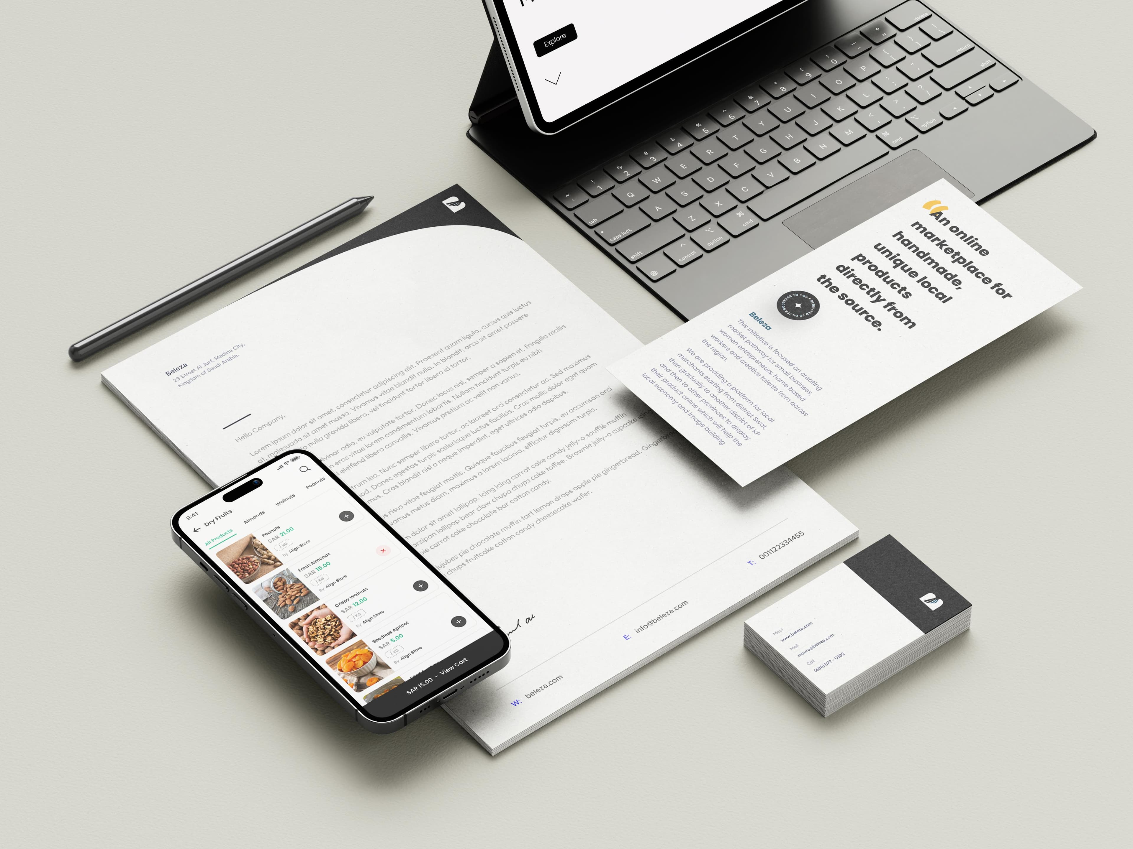 The Beleza — Identidad visual · Aplicaciones de marca